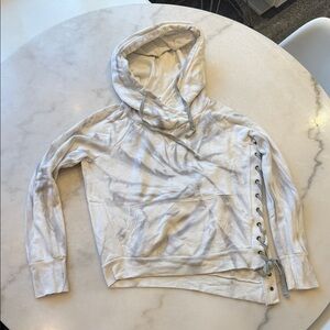 NWOT ! NSF Gray Tie-Dye Hoodie with  A -SYM SIDE Lace-Up Detail